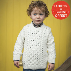 Aran Woollen Mills Child Supersoft Round Neck Ecru Sweater