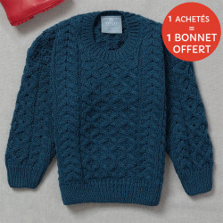 Pull Enfant Supersoft Col Rond Bleu Aran Woollen Mills
