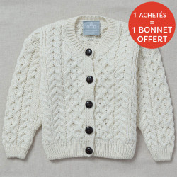 Aran Woollen Mills Children Ecru Supersoft Cardigan