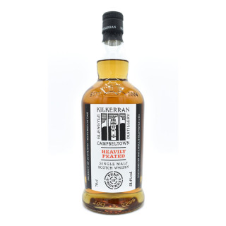 A bold 58.4% heavily peated single malt from Campbeltown, matured in bourbon casks — smoky, intense, and rare.