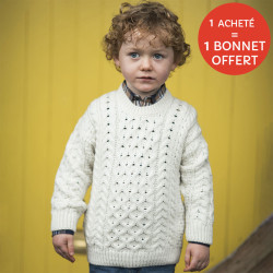 Aran Woollen Mills Child Supersoft Round Neck Ecru Sweater