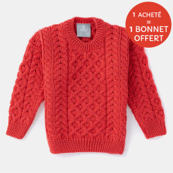 Aran Woollen Mills Child Supersoft Round Neck Red Sweater