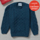 Aran Woollen Mills Child Supersoft Round Neck Blue Sweater