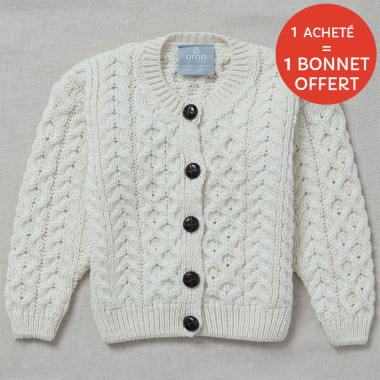 Cardigan Supersoft Ecru Aran Woollen Mills