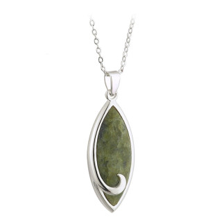 Connemara Marble Rhodium Drop Pendant