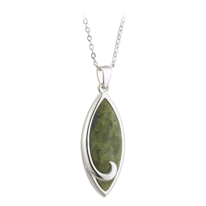 Connemara Marble Rhodium Drop Pendant