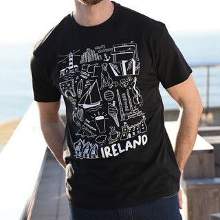 T-shirt Ireland Doodle Noir