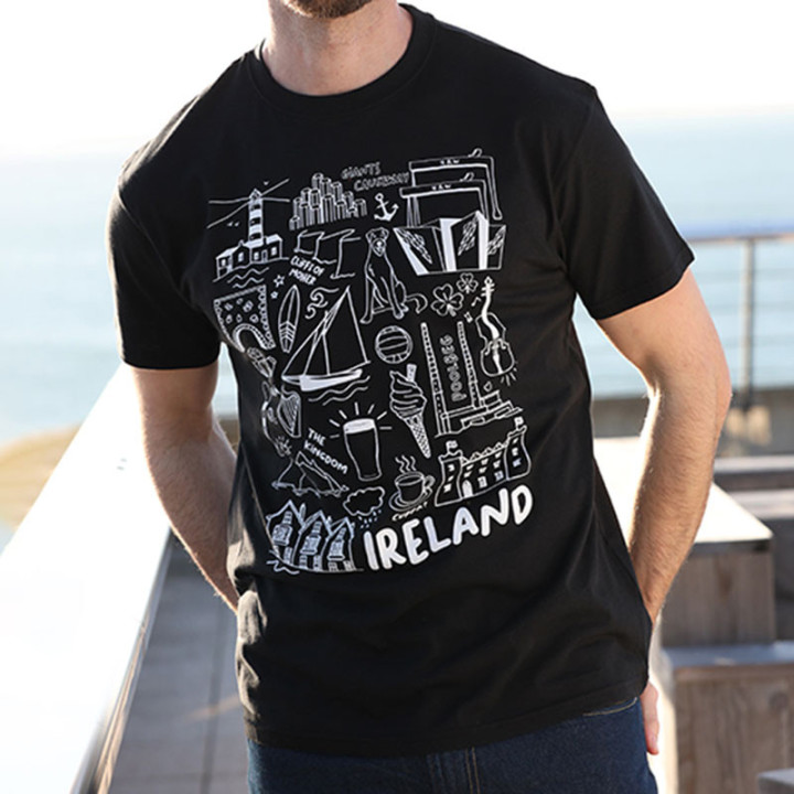 T-shirt Ireland Doodle Noir
