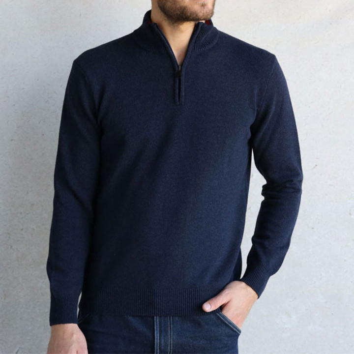Pull Col 1/2 Zip Marine Best Yarn