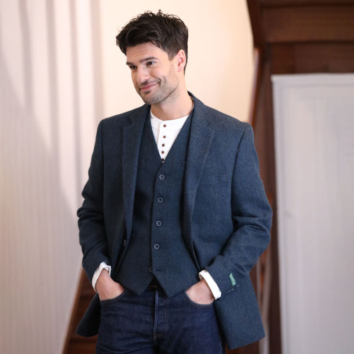 Emerald Isle Weaving Blue Wool Blend Waistcoat