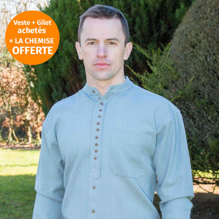 Civilian Blue Grey Officer Collar Shirt