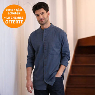 Chemise Bleu Encre Col Officier Civilian