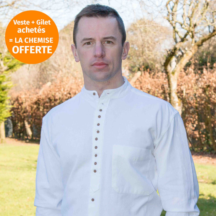 Chemise Irlandaise Blanche Col Officier Civilian