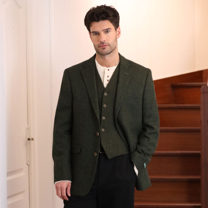 Gilet Laine Mélangée Olive Emerald Isle Weaving