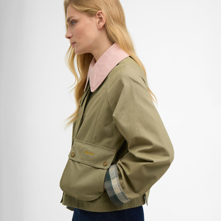 Barbour Olive Beadnell Cropped Jacket