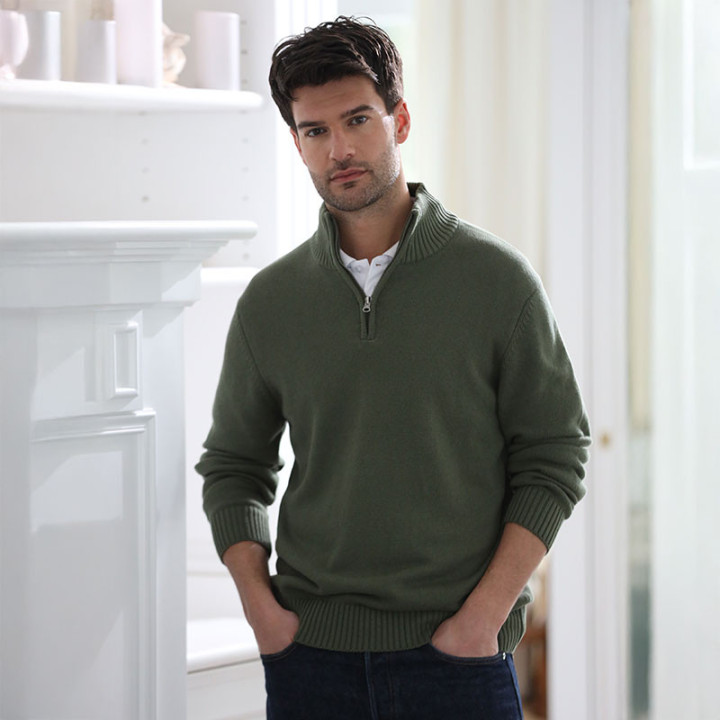 Out Of Ireland Khaki Zip-Up Jumper