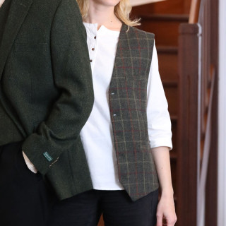 Gilet Laine Mélangée Carreaux Vert Emerald Isle Weaving