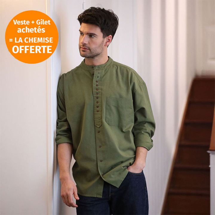 Civilian Irish Olive-Coloured Shirt Officer Collar