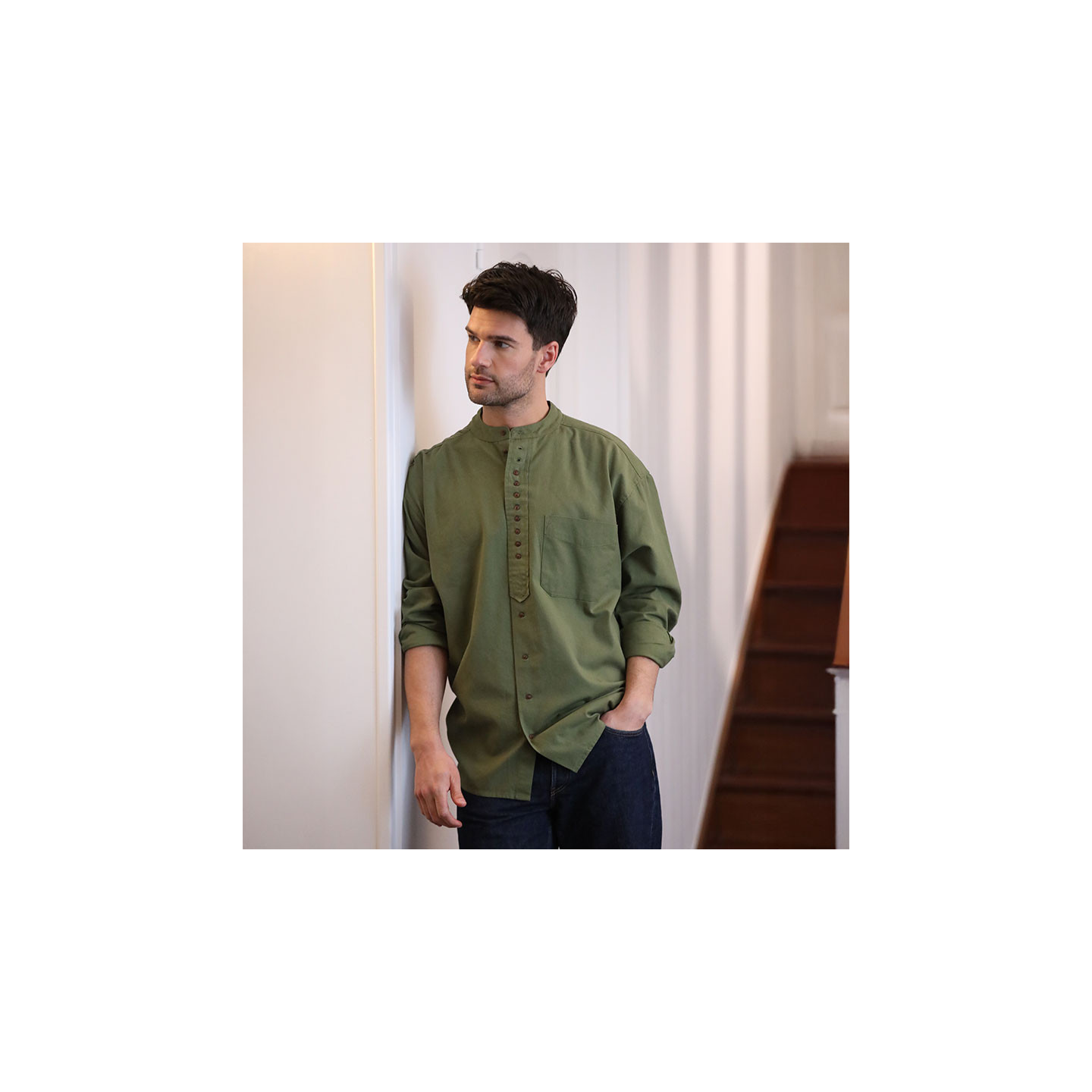 Civilian Irish Olive-Coloured Shirt Officer Collar