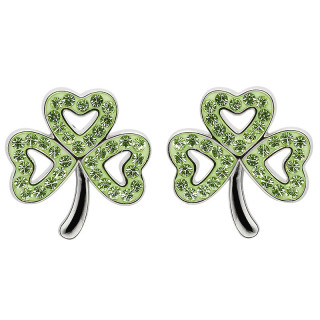 Shanore Green Clover Earring, Platinum-Plated with Swarovski Crystals