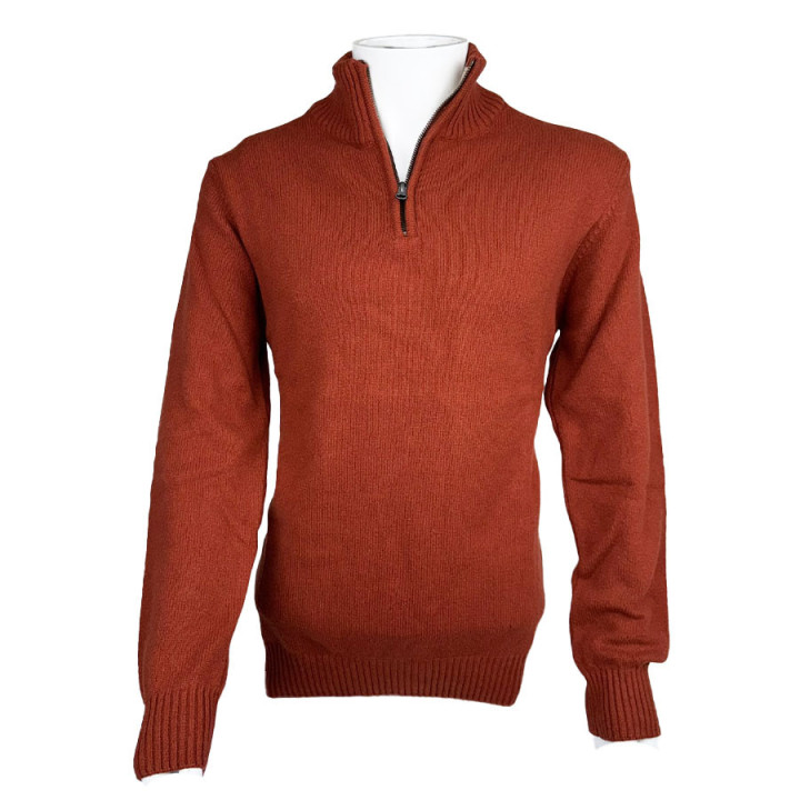 Pull Col Demi-Zip Brique Celtic Alliance