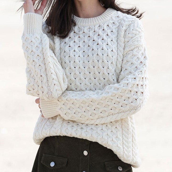 Pull Kildare Merinos Écru Inis Crafts