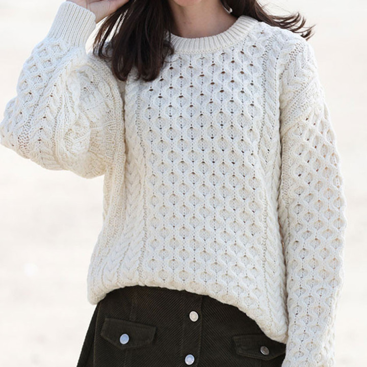 Pull Kildare Merinos Écru Inis Crafts