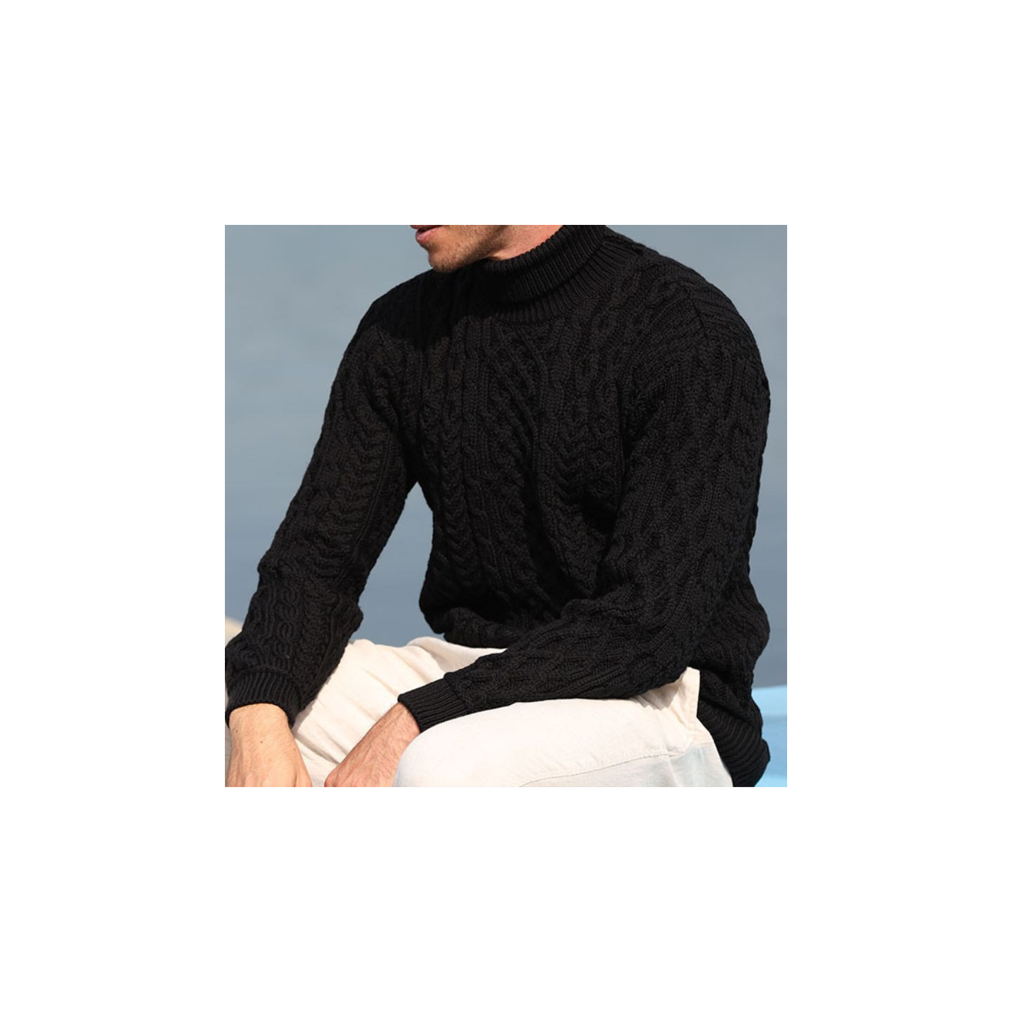 Aran Woolen Mills Black Turtleneck Sweater