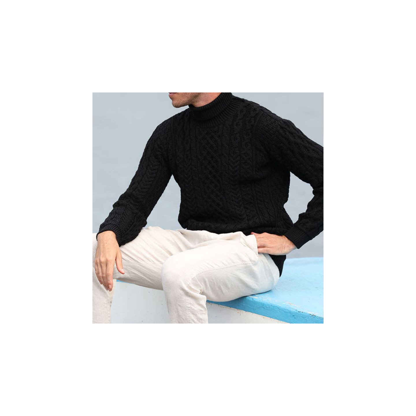 Aran Woolen Mills Black Turtleneck Sweater