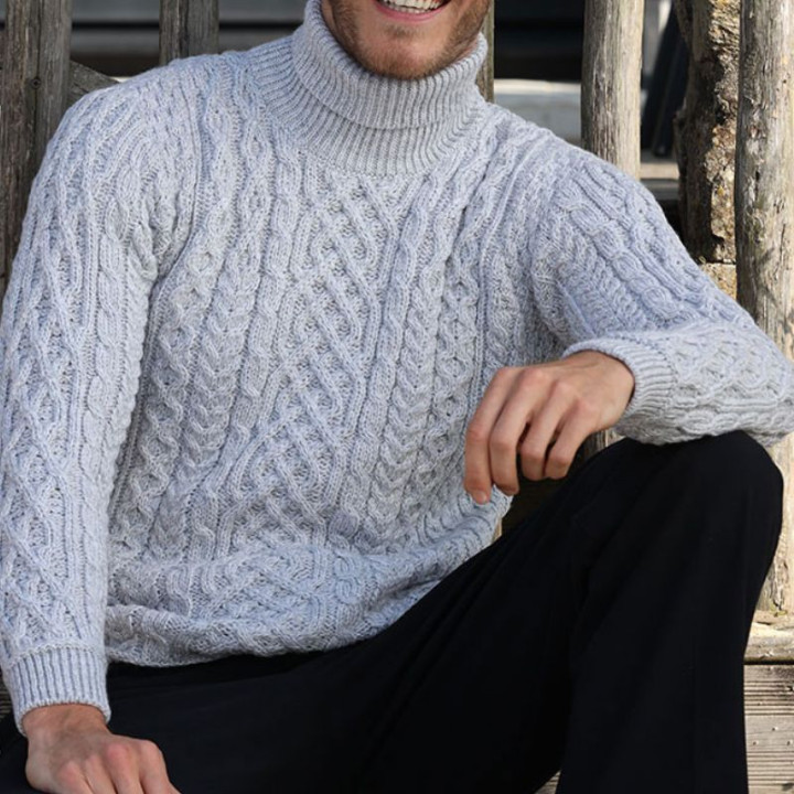 Pull Col Roulé Gris Aran Woollen Mills