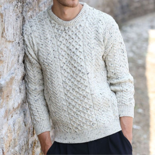 Pull Aran Col Rond Naturel Chiné Aran Woollen Mills