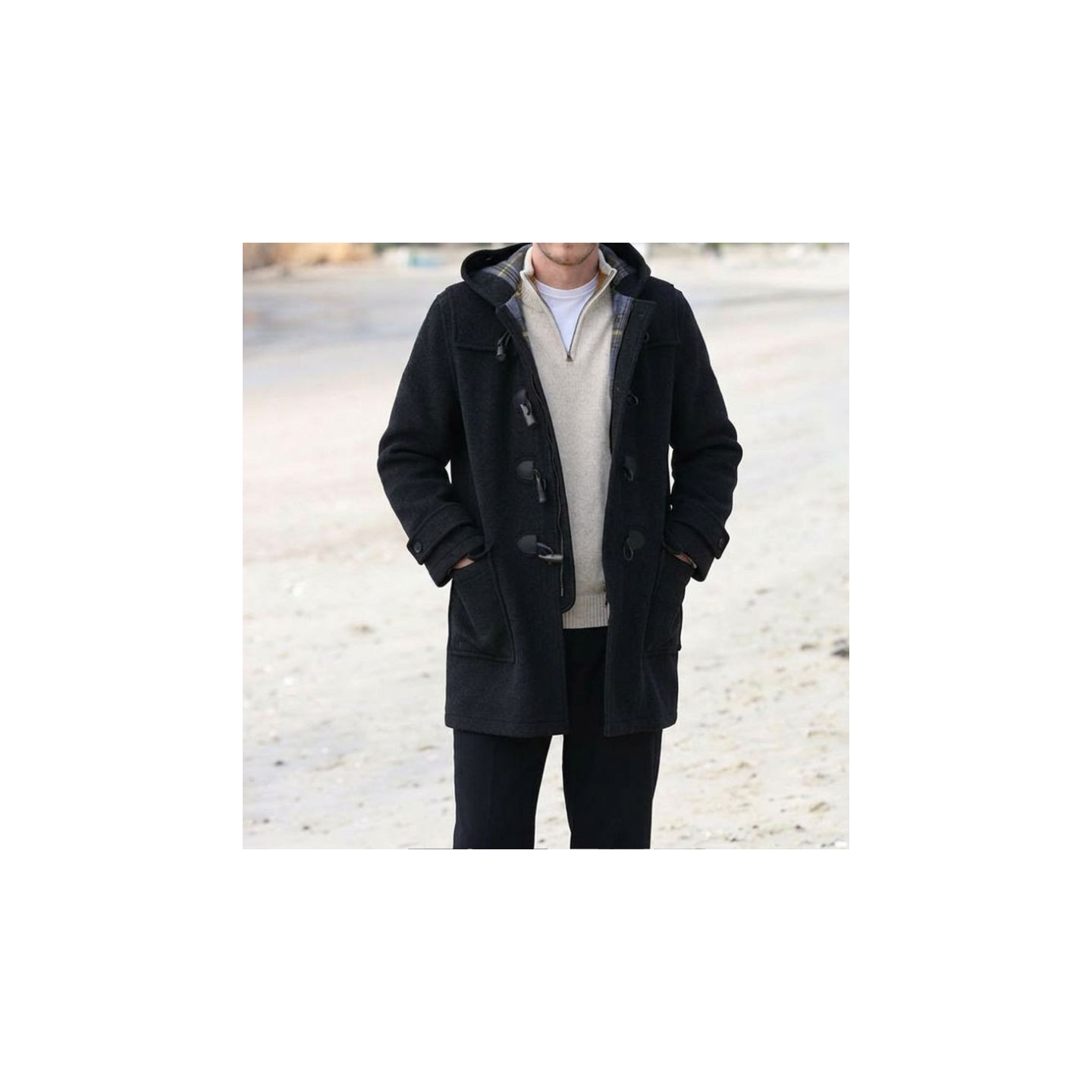Barry Charcoal Zipped Duffle-Coat