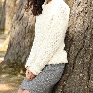 Pull Col Montant Ecru Aran Woollen Mills