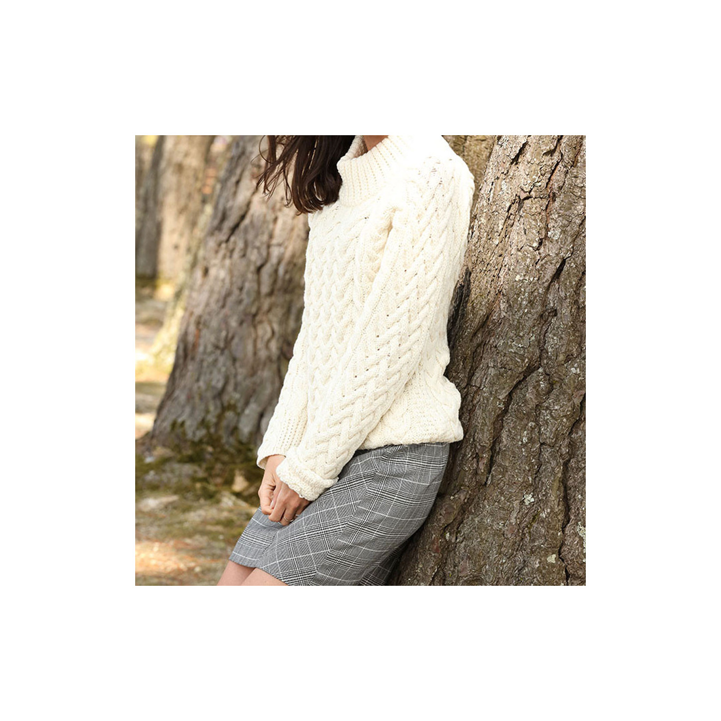 Pull Col Montant Ecru Aran Woollen Mills