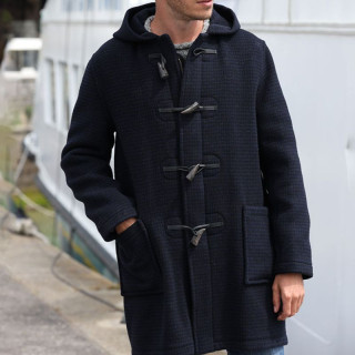 London Tradition Navy Houndstooth Edward Duffle-Coat