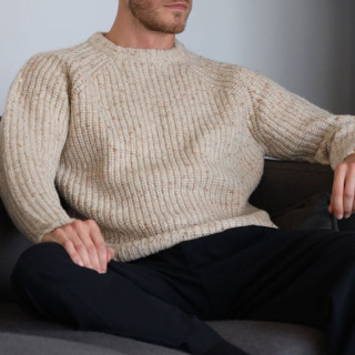 Aran Woollen Mils Pullover Trim Ecru