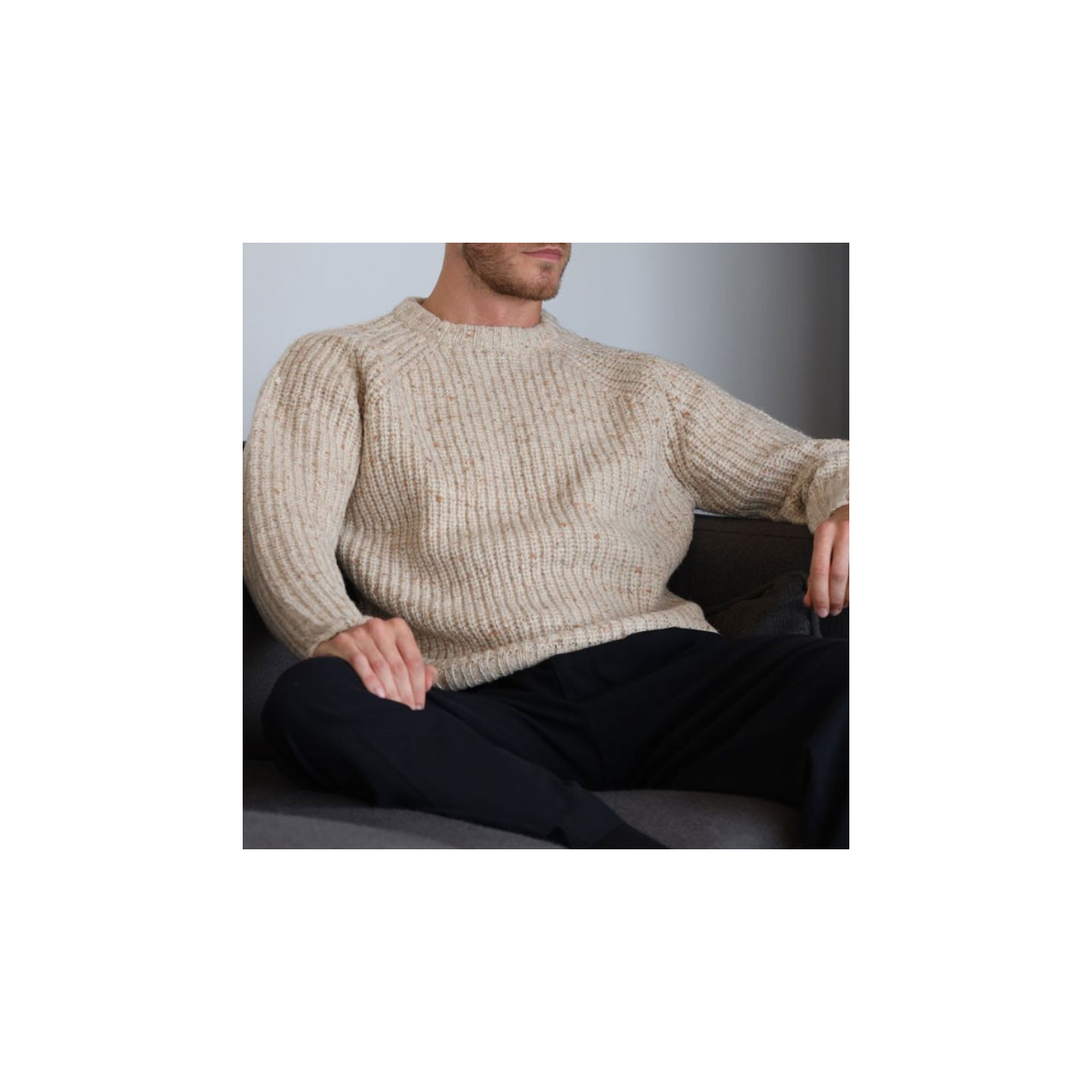 Aran Woollen Mils Pullover Trim Ecru