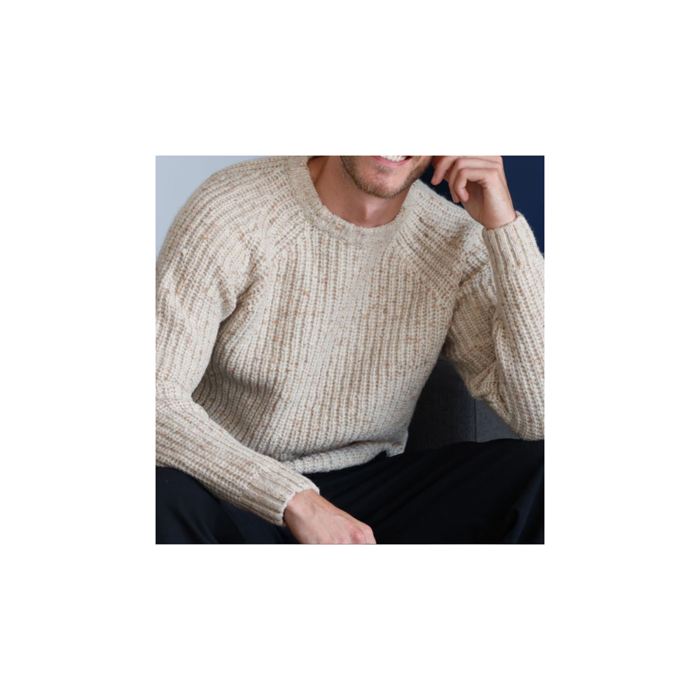 Aran Woollen Mils Pullover Trim Ecru