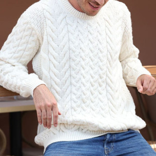 Pull Supersoft Col Rond Écru Aran Woollen Mills