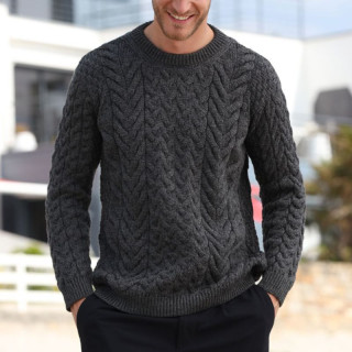 Aran Woollen Mills Dingle Supersoft Grey Crew Neck Sweater