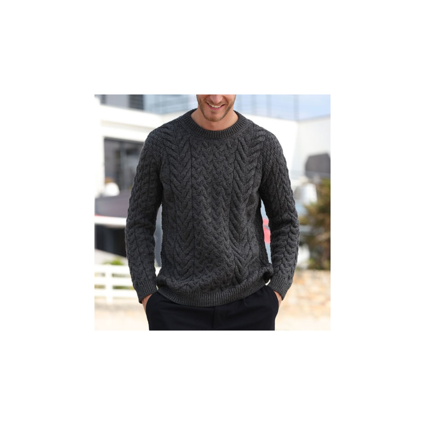 Aran Woollen Mills Dingle Supersoft Grey Crew Neck Sweater