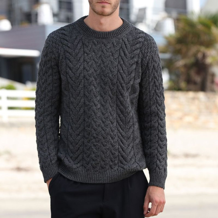 Aran Woollen Mills Dingle Supersoft Grey Crew Neck Sweater