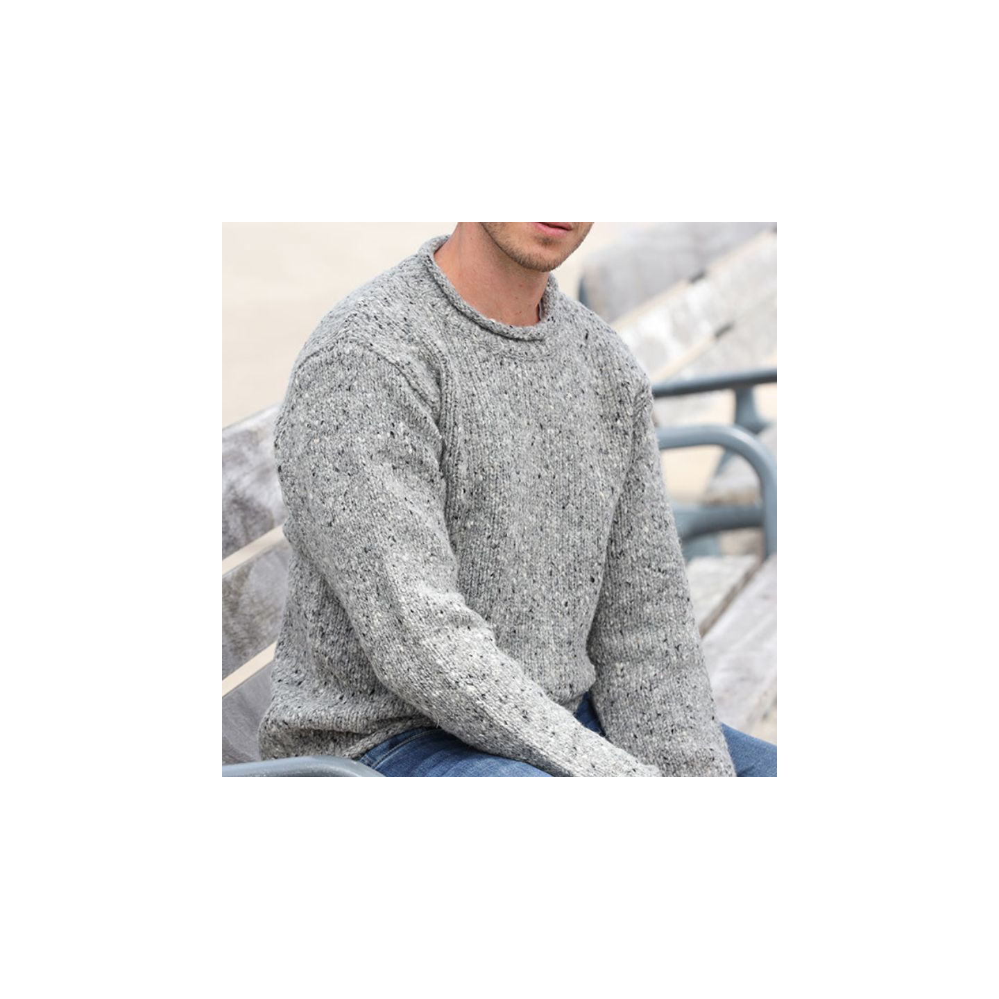 Aran Woollen Mills Heather Grey Donegal Sweater