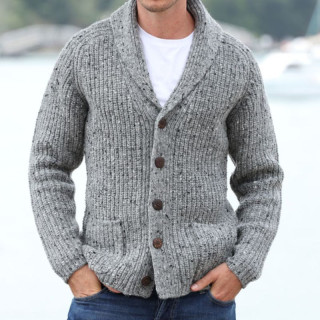Cardigan Kells Gris Aran Woollen Mils