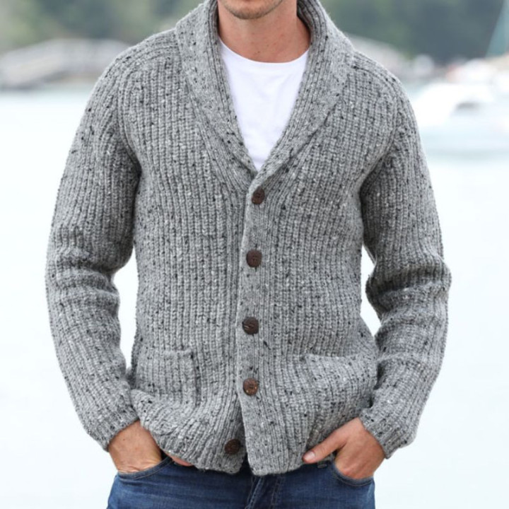 Aran Woollen Mils Cardigan Kells Grey 
