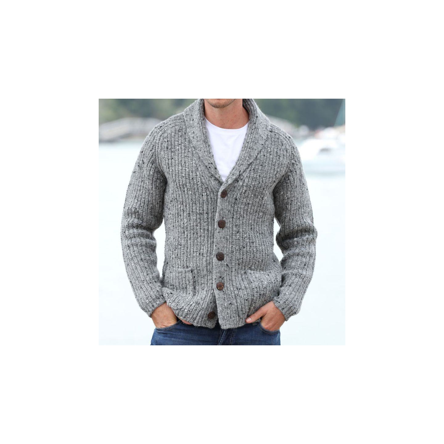 Aran Woollen Mils Cardigan Kells Grey