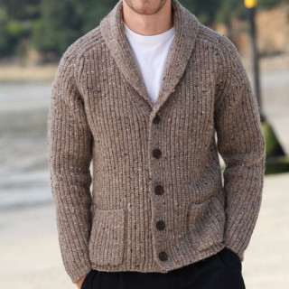 Cardigan Kells Beige Aran Woollen Mils