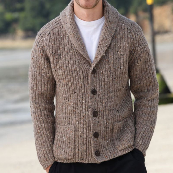 Aran Woollen Mils Cardigan Kells Beige