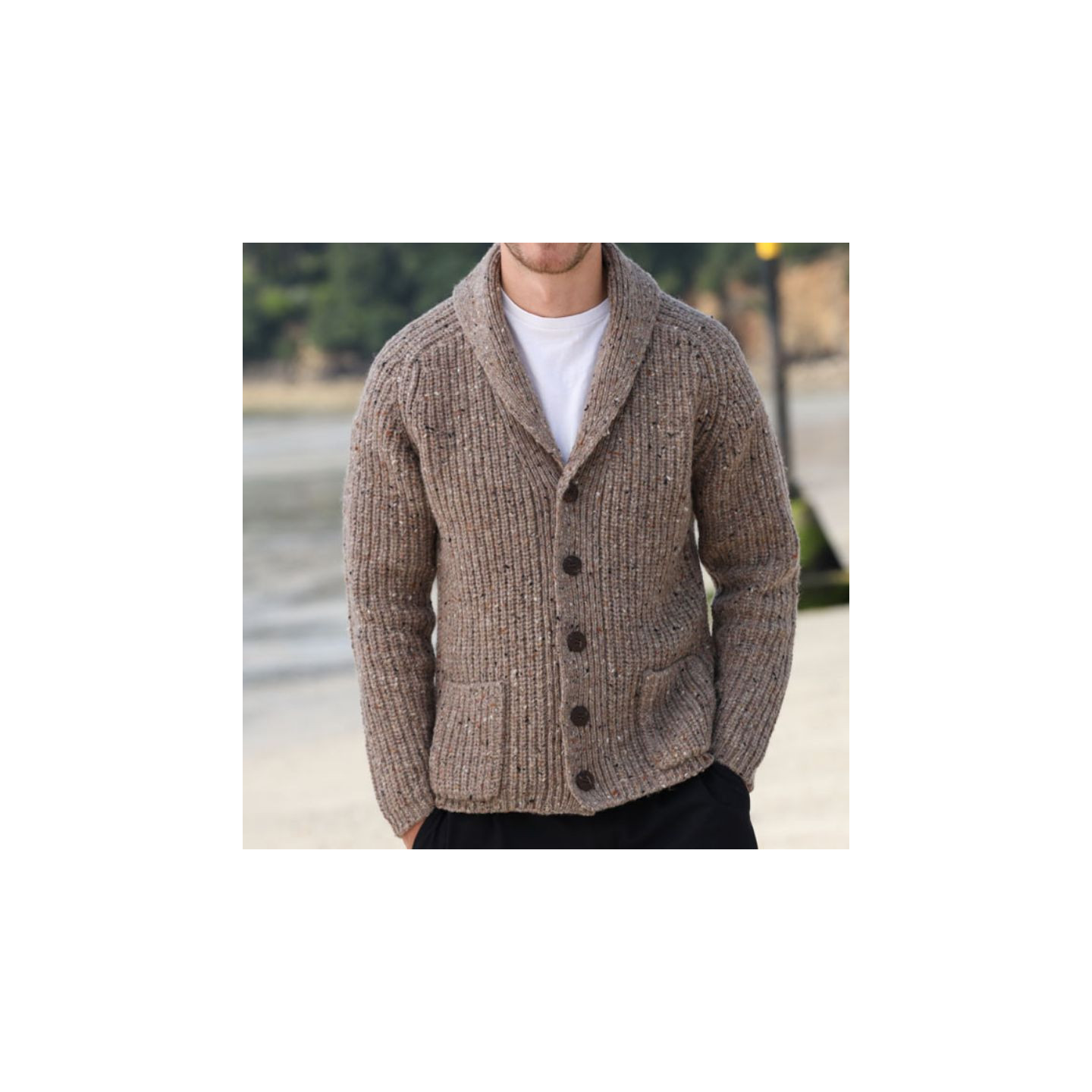 Cardigan Kells Beige Aran Woollen Mils
