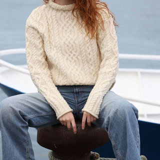 Pull Col Cheminée Ecru Inis Crafts